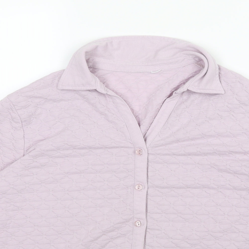 Damart Womens Purple  Jersey Basic Button-Up Size 14