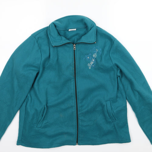 Anne De Lancay Womens Green  Fleece Jacket  Size M  - Teal