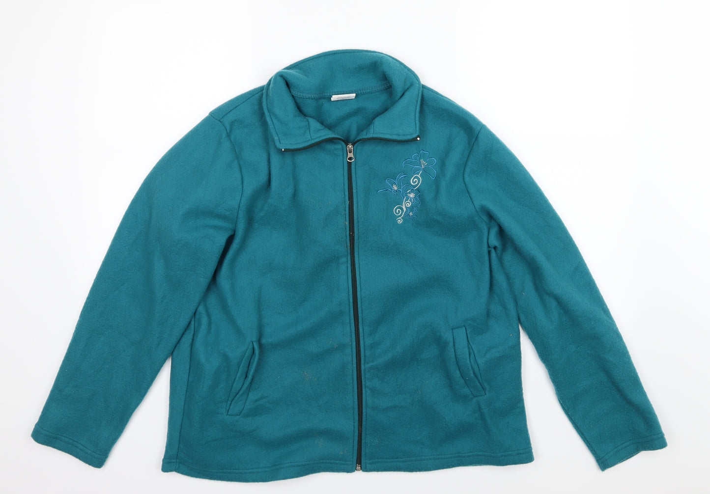 Anne De Lancay Womens Green  Fleece Jacket  Size M  - Teal