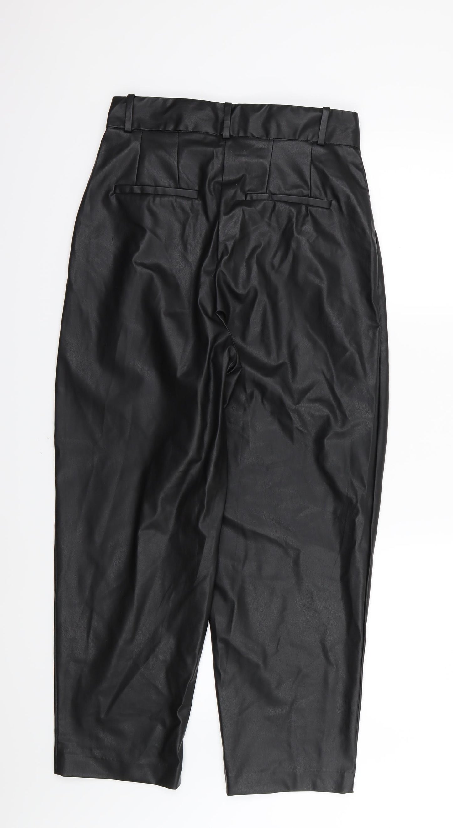H&M Womens Black   Trousers  Size 12 L26 in - Leather Effect