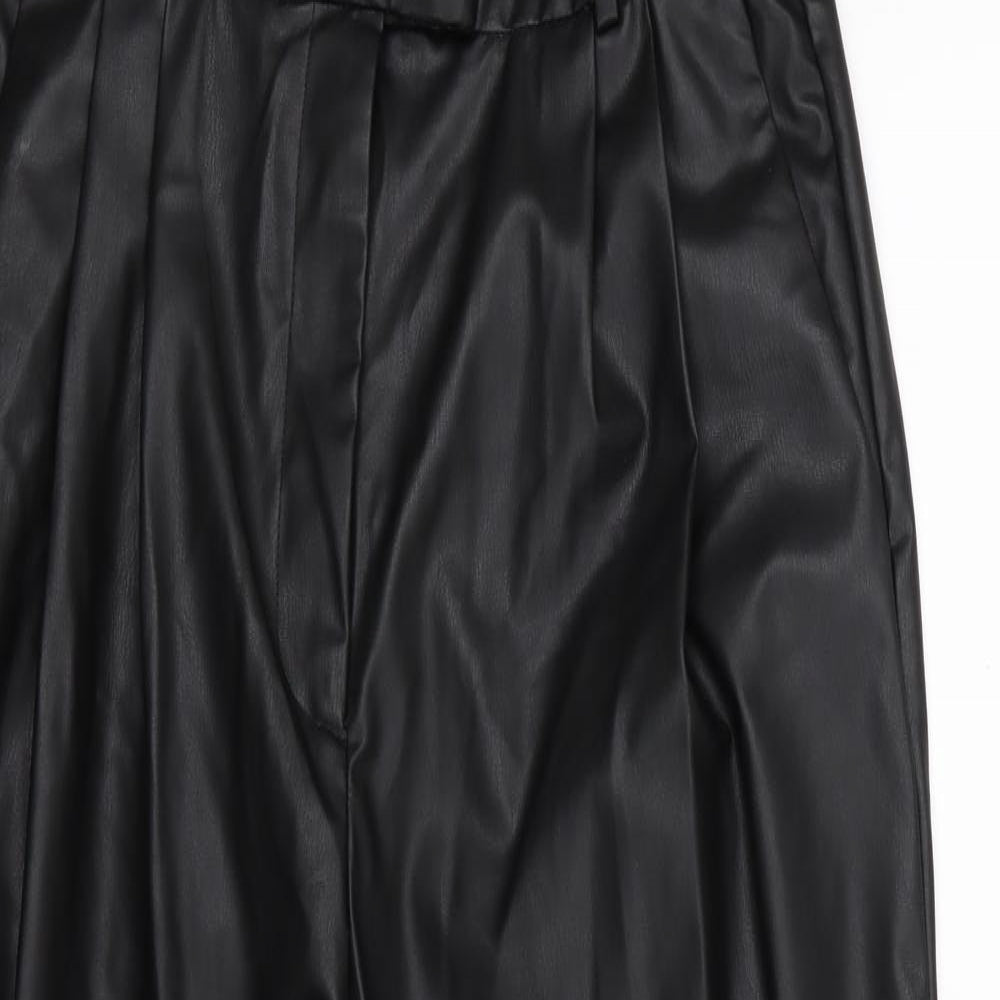 H&M Womens Black   Trousers  Size 12 L26 in - Leather Effect