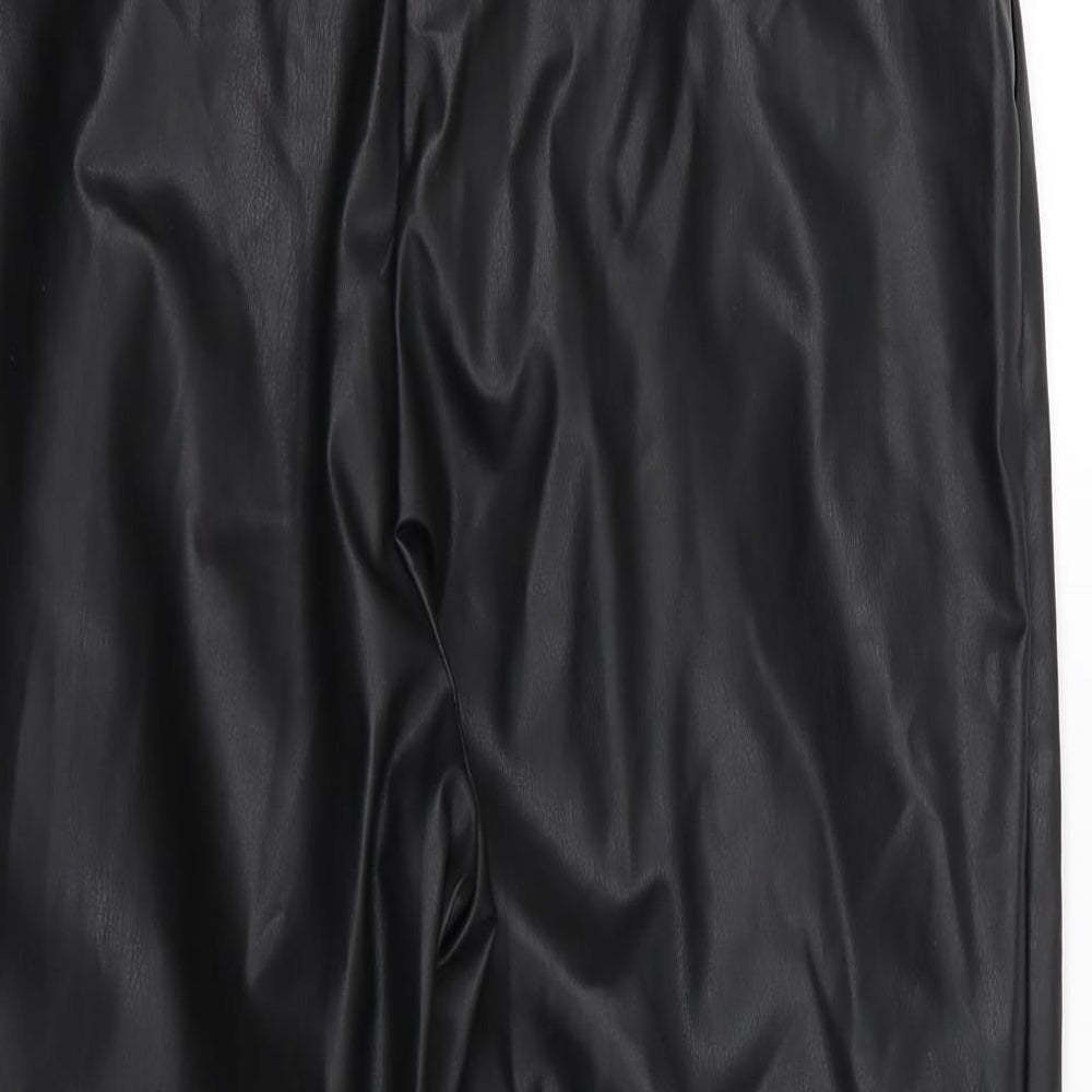 H&M Womens Black   Trousers  Size 12 L26 in - Leather Effect