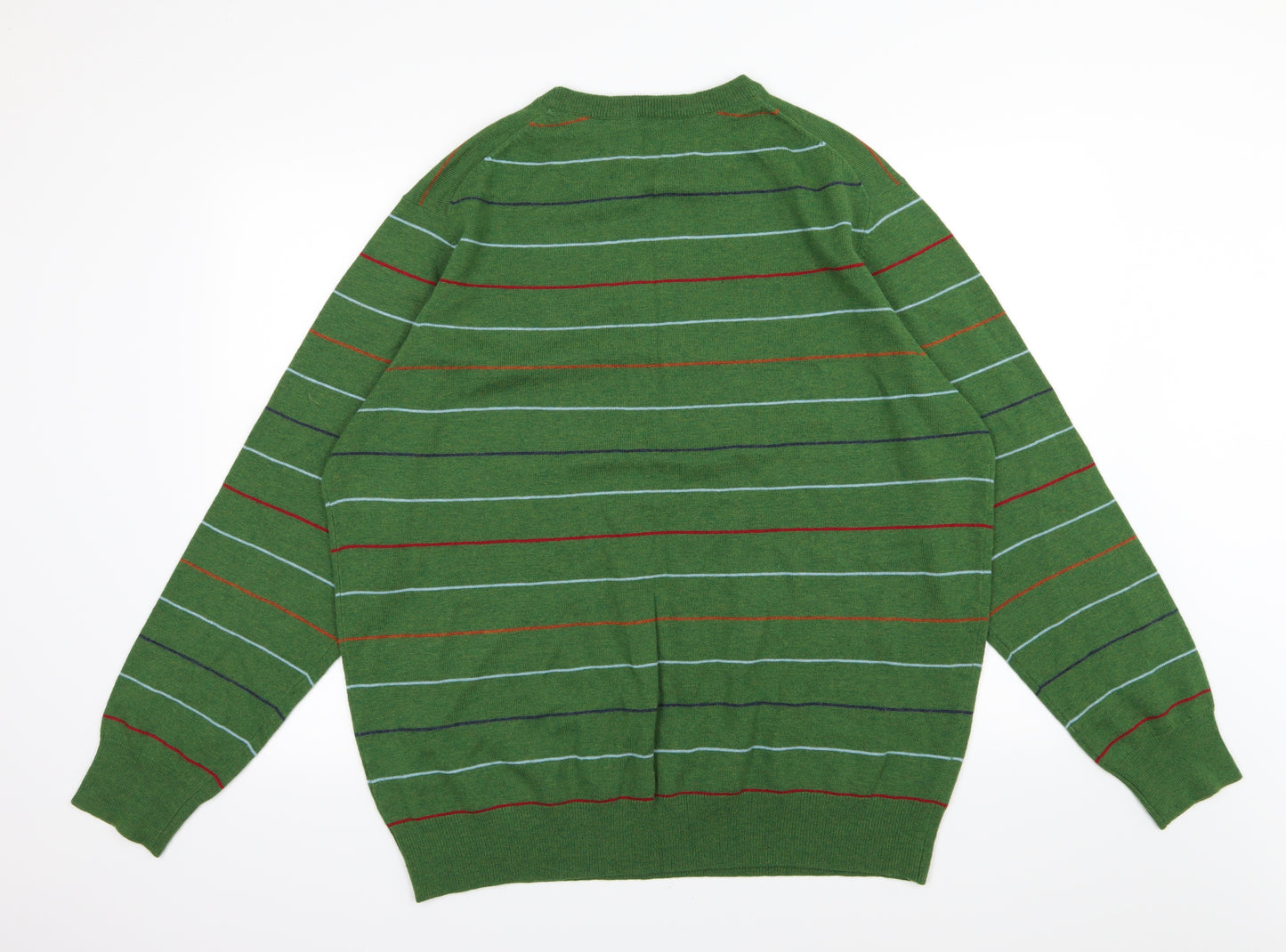 Howick Mens Green Striped Knit Pullover Jumper Size 2XL