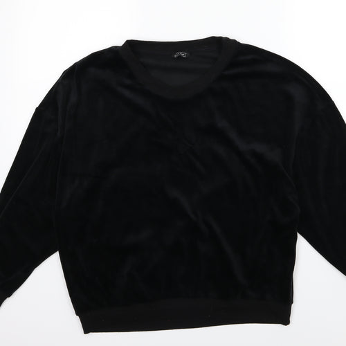 Avenue Womens Black  Velour Pullover Sweatshirt Size S