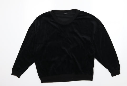 Avenue Womens Black  Velour Pullover Sweatshirt Size S