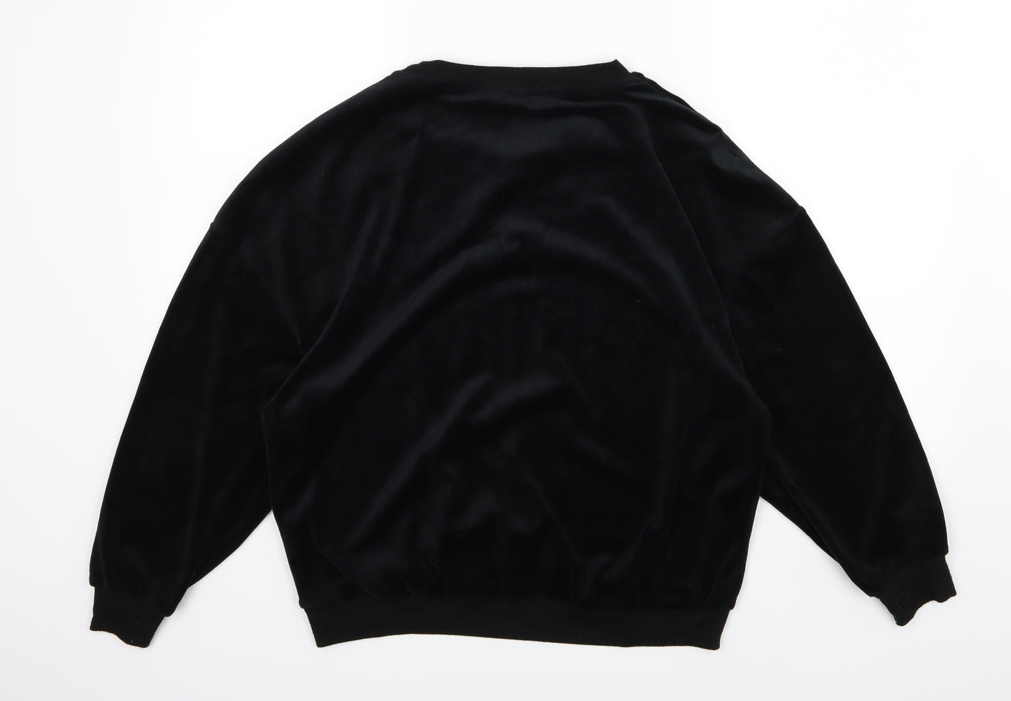 Avenue Womens Black  Velour Pullover Sweatshirt Size S
