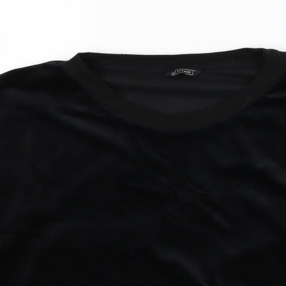 Avenue Womens Black  Velour Pullover Sweatshirt Size S