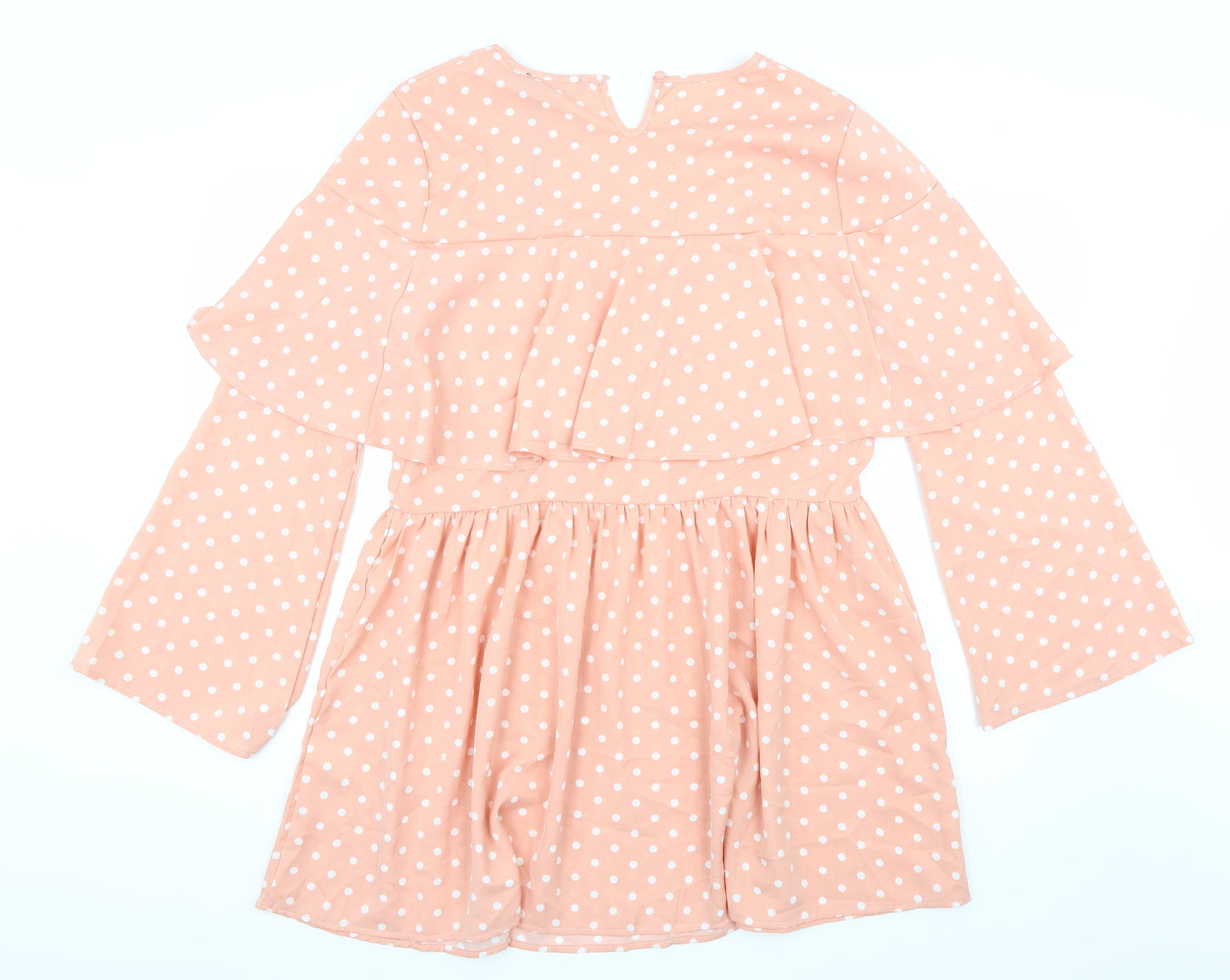 Lasula Womens Pink Polka Dot Rayon A-Line  Size 14