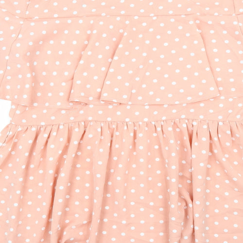 Lasula Womens Pink Polka Dot Rayon A-Line  Size 14