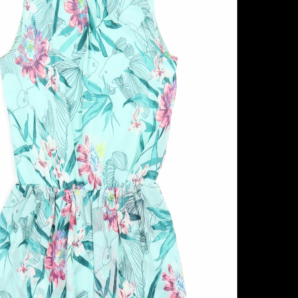 H&M Girls Green Floral  A-Line  Size 13 Years
