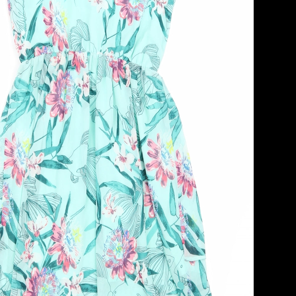 H&M Girls Green Floral  A-Line  Size 13 Years