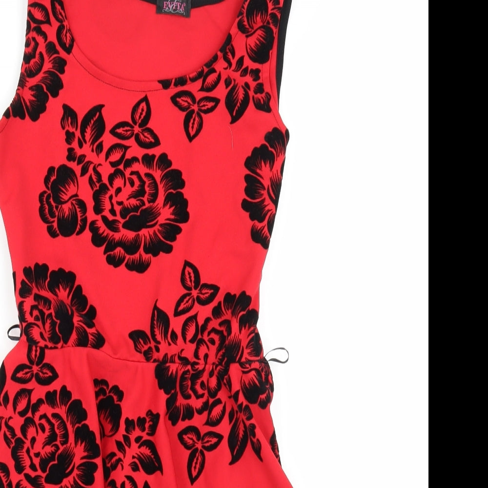 Evita Womens Red Floral  A-Line  Size 10