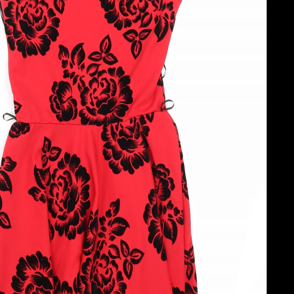 Evita Womens Red Floral  A-Line  Size 10