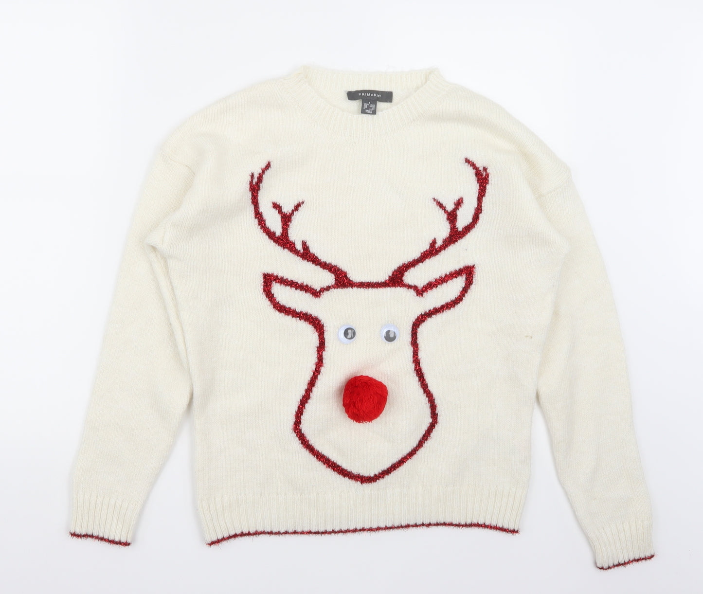 Primark Womens White   Pullover Jumper Size S