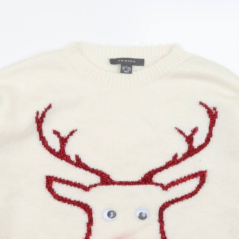 Primark Womens White   Pullover Jumper Size S