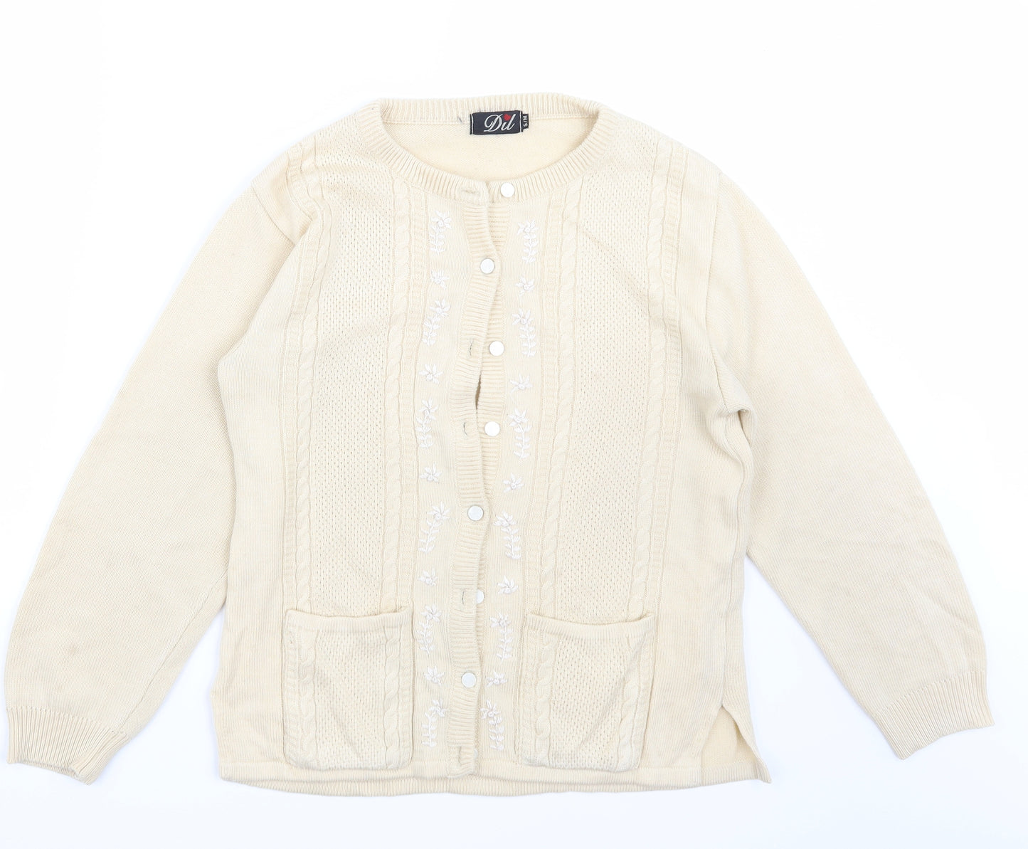 Dul Womens Beige   Cardigan Jumper Size M