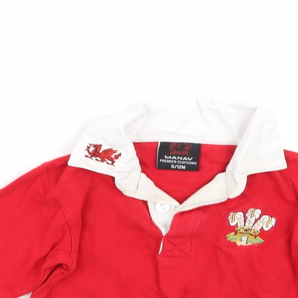Manav Baby Red   Basic T-Shirt Size 6-9 Months