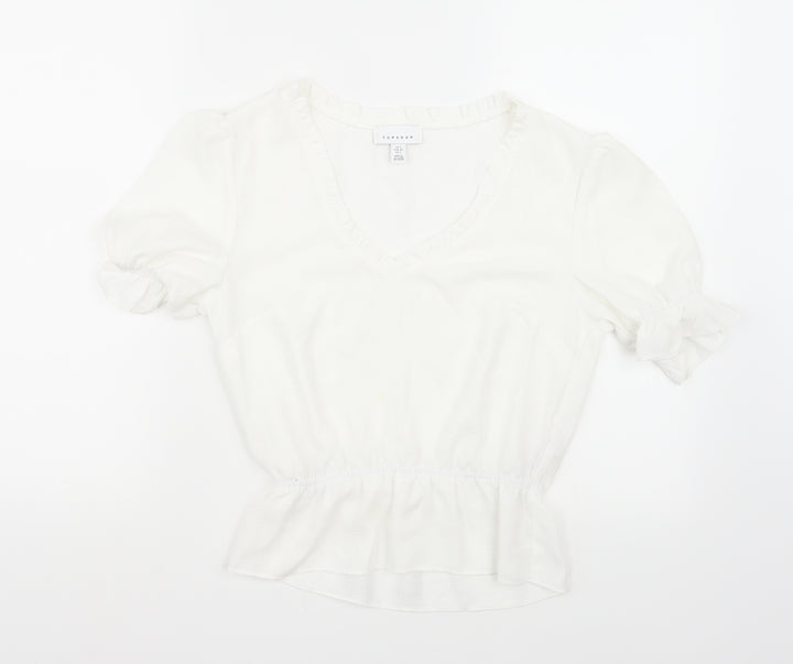Topshop Womens White Basic T-Shirt Size 6