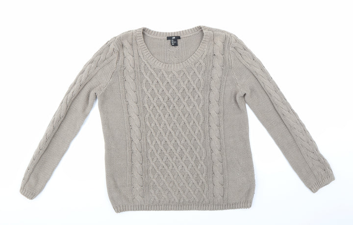 H&M Womens Brown  Knit Pullover Jumper Size L