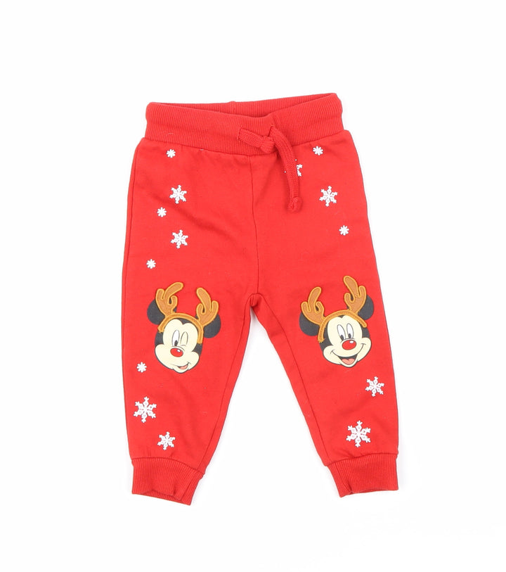 Disney Boys Red Jogger Trousers Size 9 Months