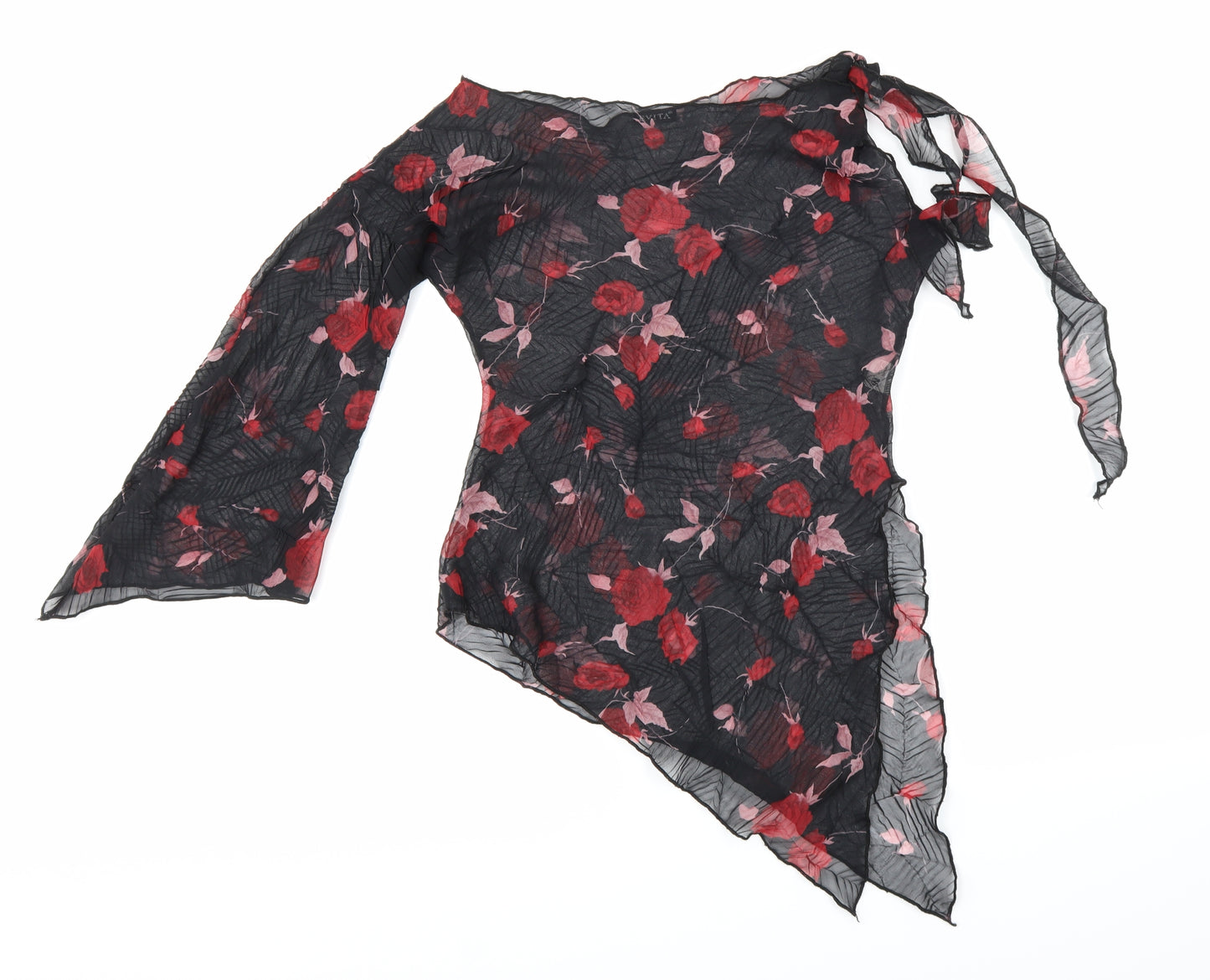 Evita Womens Black Floral  Basic Blouse Size M