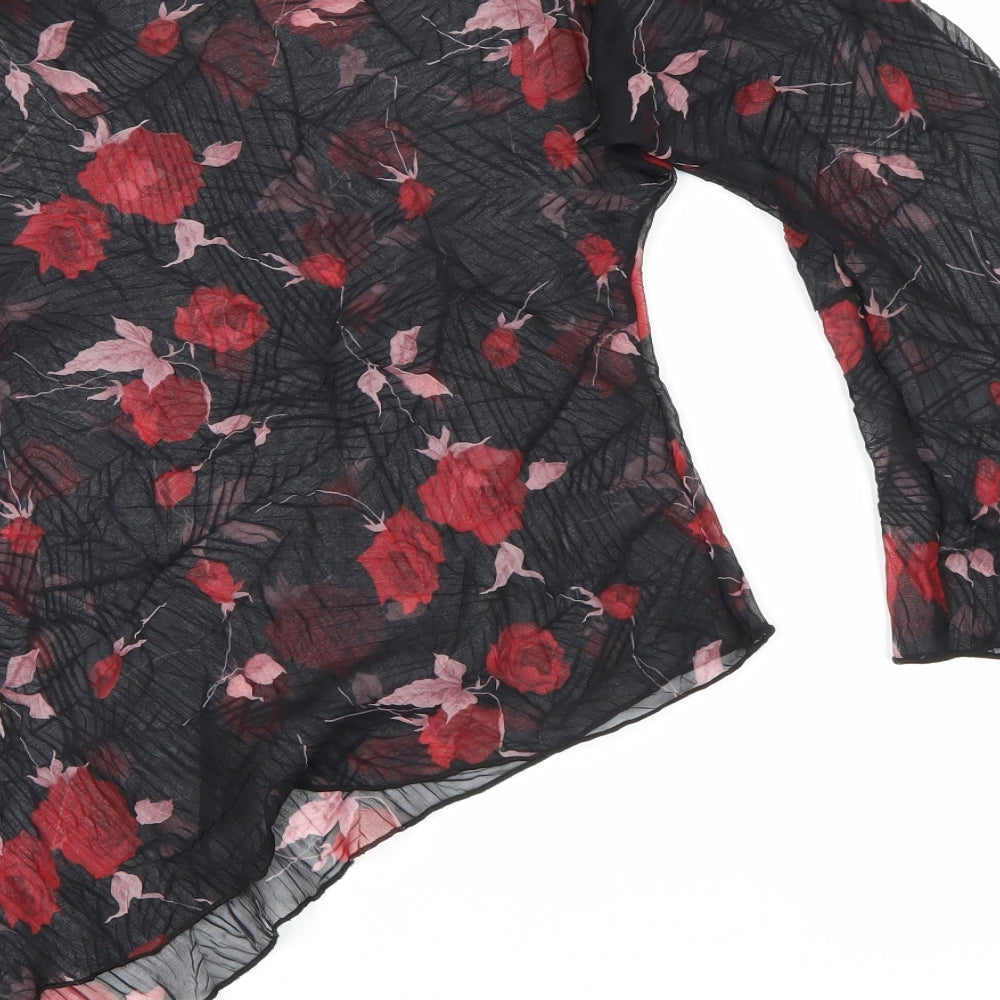 Evita Womens Black Floral  Basic Blouse Size M