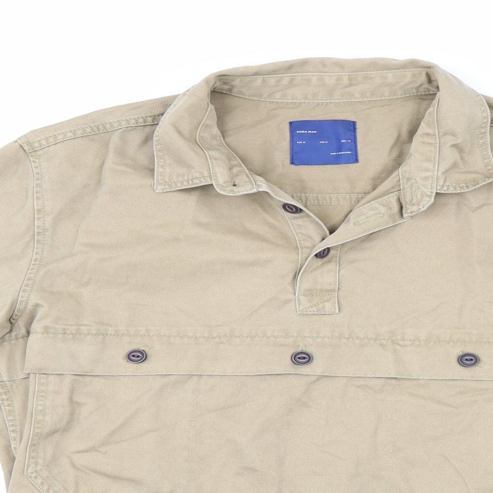 Zara Mens Beige    Button-Up Size M