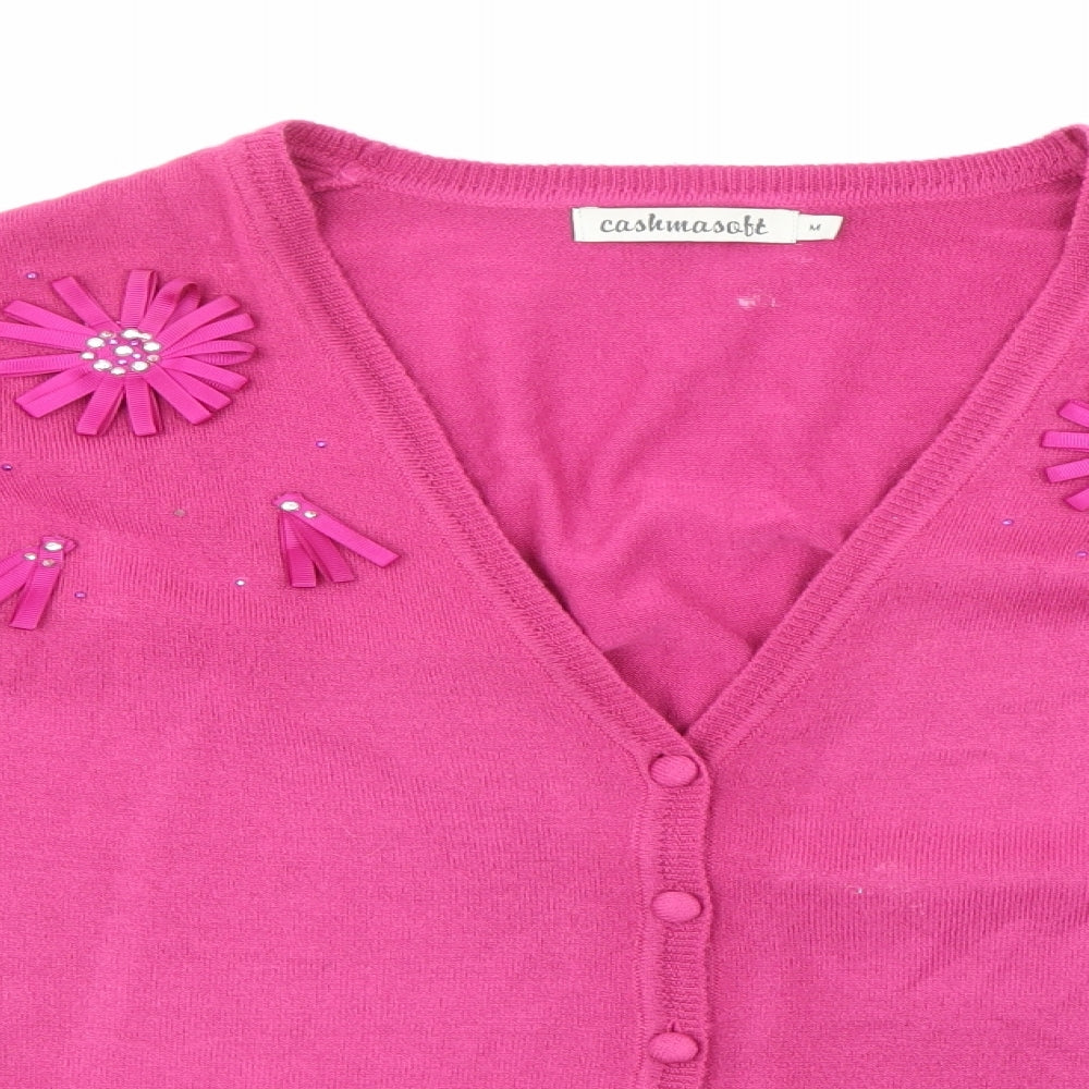 Cashmasoft Womens Purple  Knit Cardigan Jumper Size M