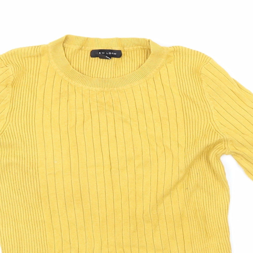 New Look Womens Yellow  Knit Pullover Jumper Size 14