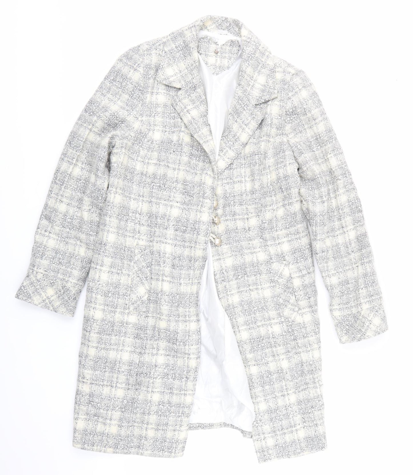 Preworn Womens Grey Check  Jacket Coat Size XL