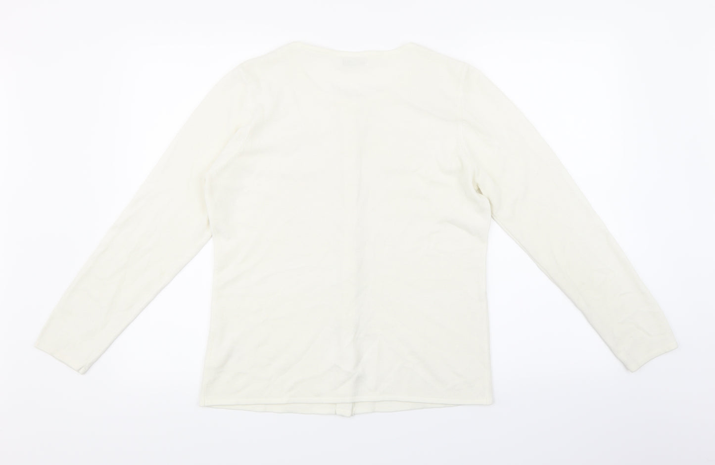 Damart Womens White  Knit Cardigan Jumper Size 14