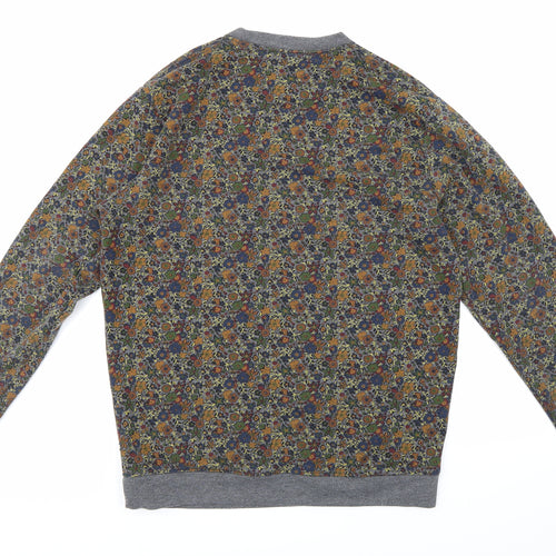 Preworn Mens Grey Floral  Pullover Sweatshirt Size L