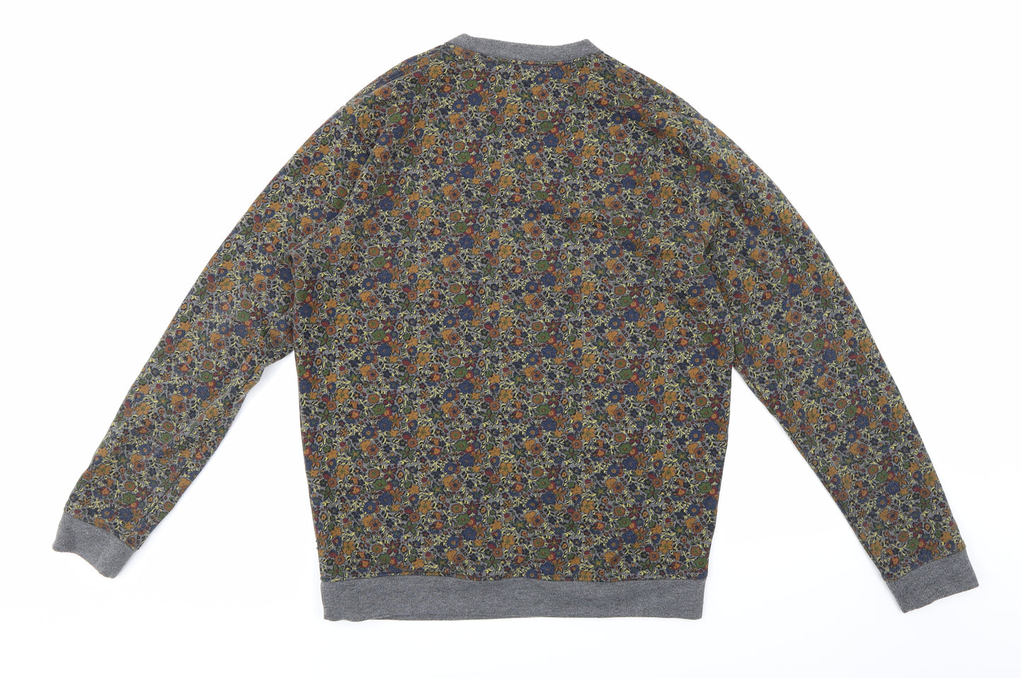 Preworn Mens Grey Floral  Pullover Sweatshirt Size L