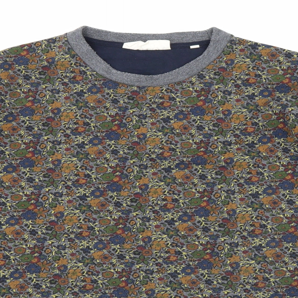 Preworn Mens Grey Floral  Pullover Sweatshirt Size L