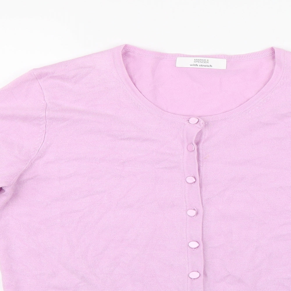 Marks and Spencer Womens Purple  Knit Cardigan Jumper Size 12