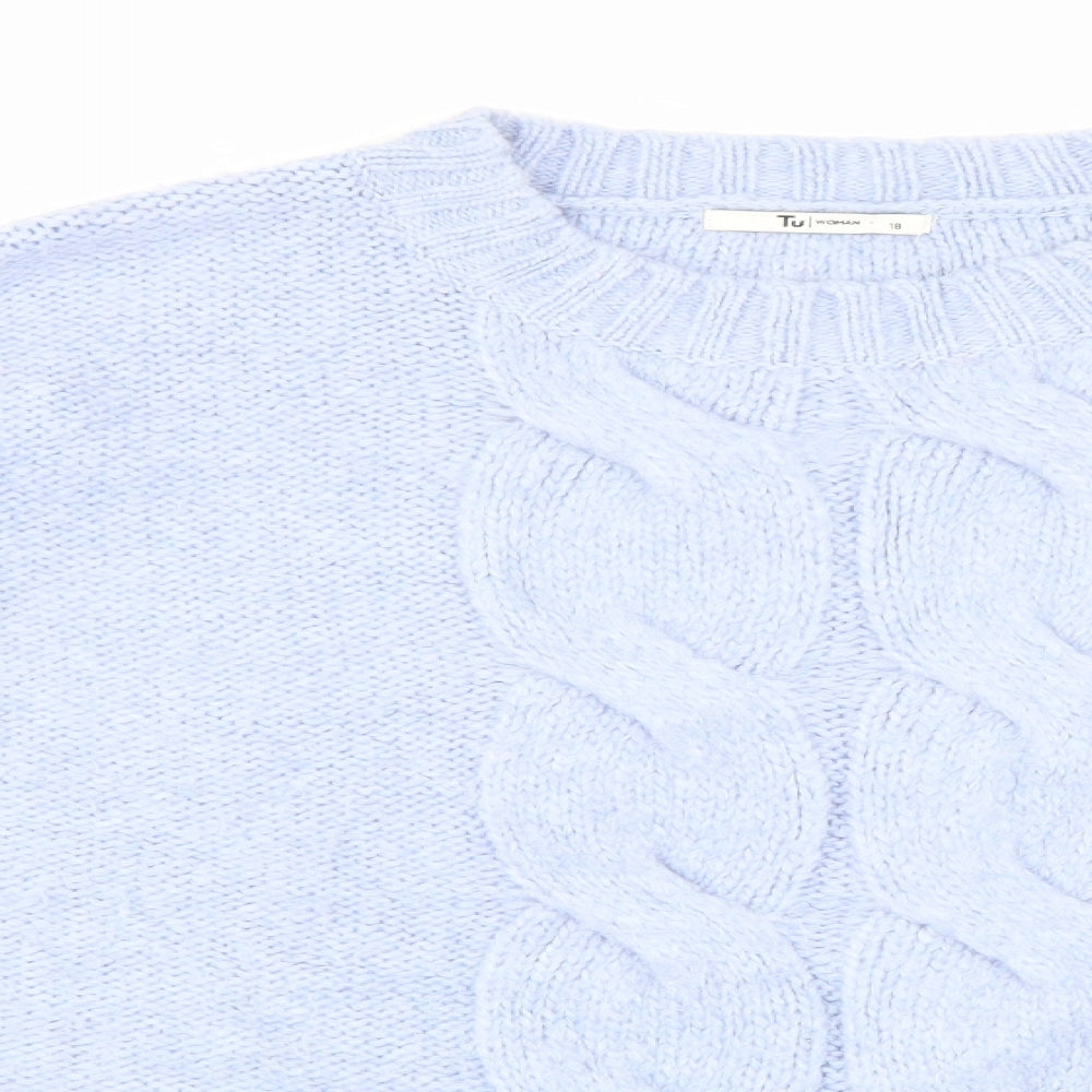 TU Womens Blue  Knit Pullover Jumper Size 18