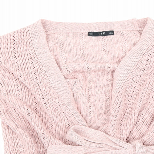 F&F Womens Pink  Knit Cardigan Jumper Size 14