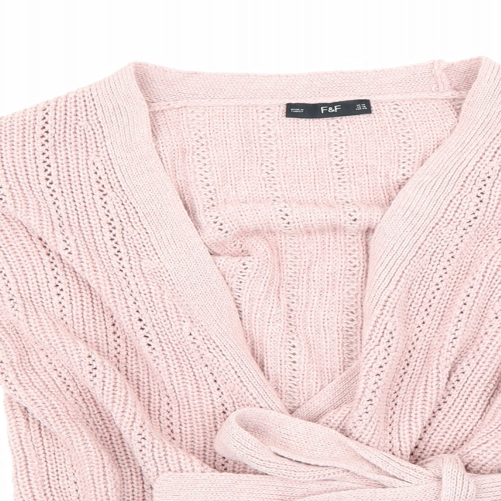 F&F Womens Pink  Knit Cardigan Jumper Size 14