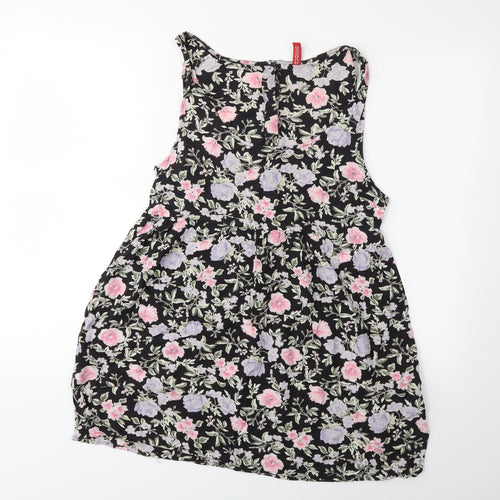 H&M Womens Black Floral  Fit & Flare  Size 8