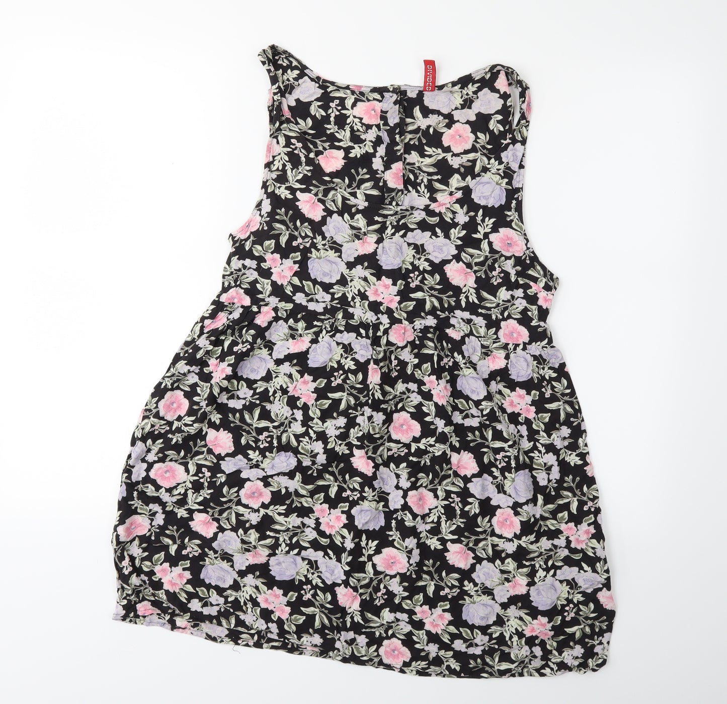 H&M Womens Black Floral  Fit & Flare  Size 8