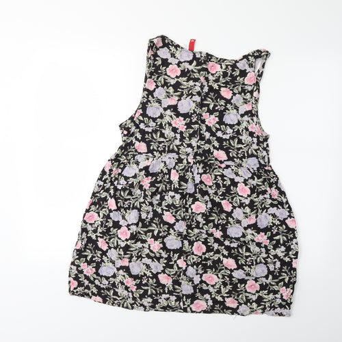 H&M Womens Black Floral  Fit & Flare  Size 8