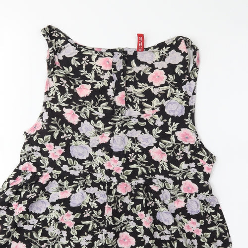 H&M Womens Black Floral  Fit & Flare  Size 8