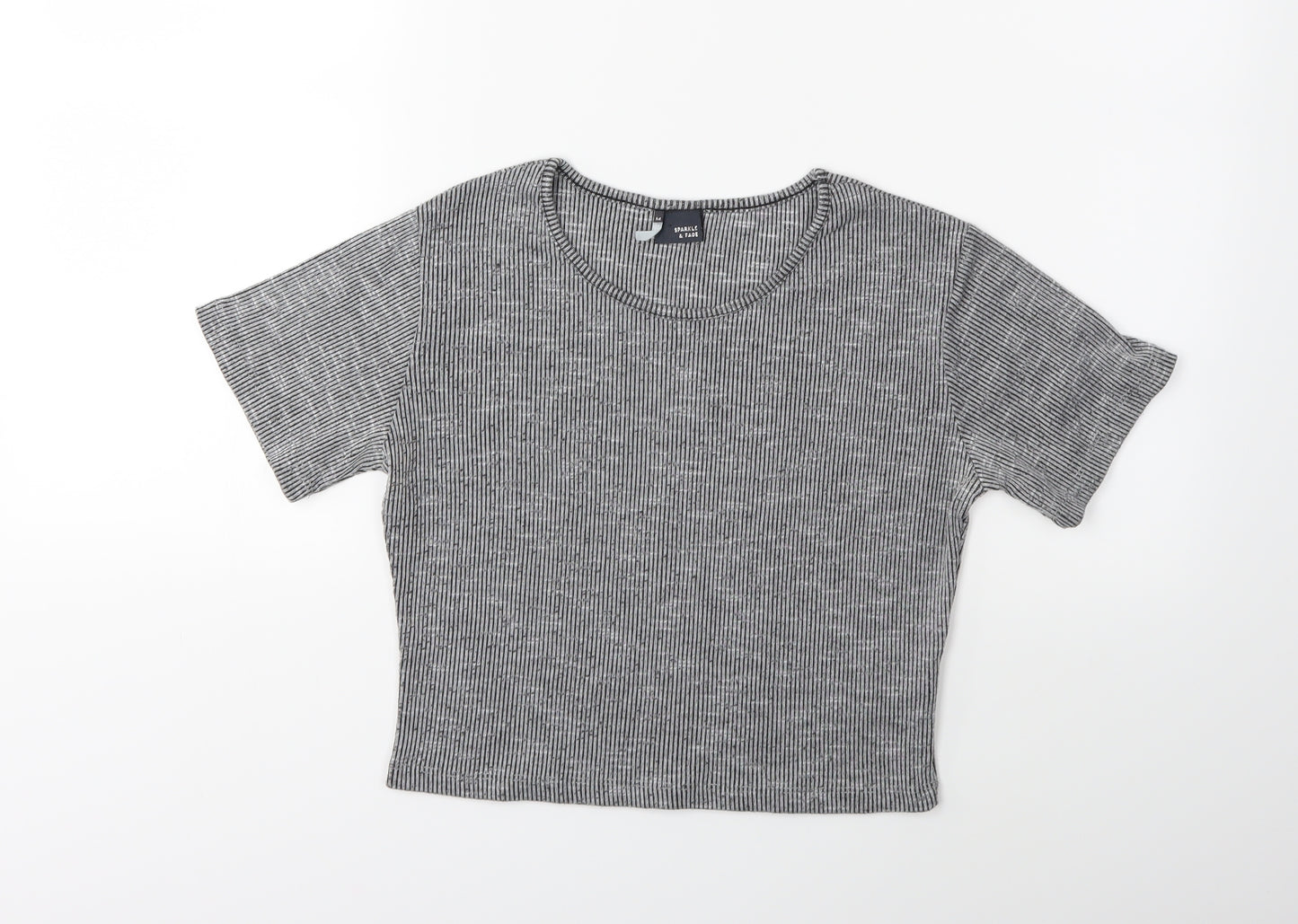 Sparkle & Fade Womens Grey   Basic T-Shirt Size M