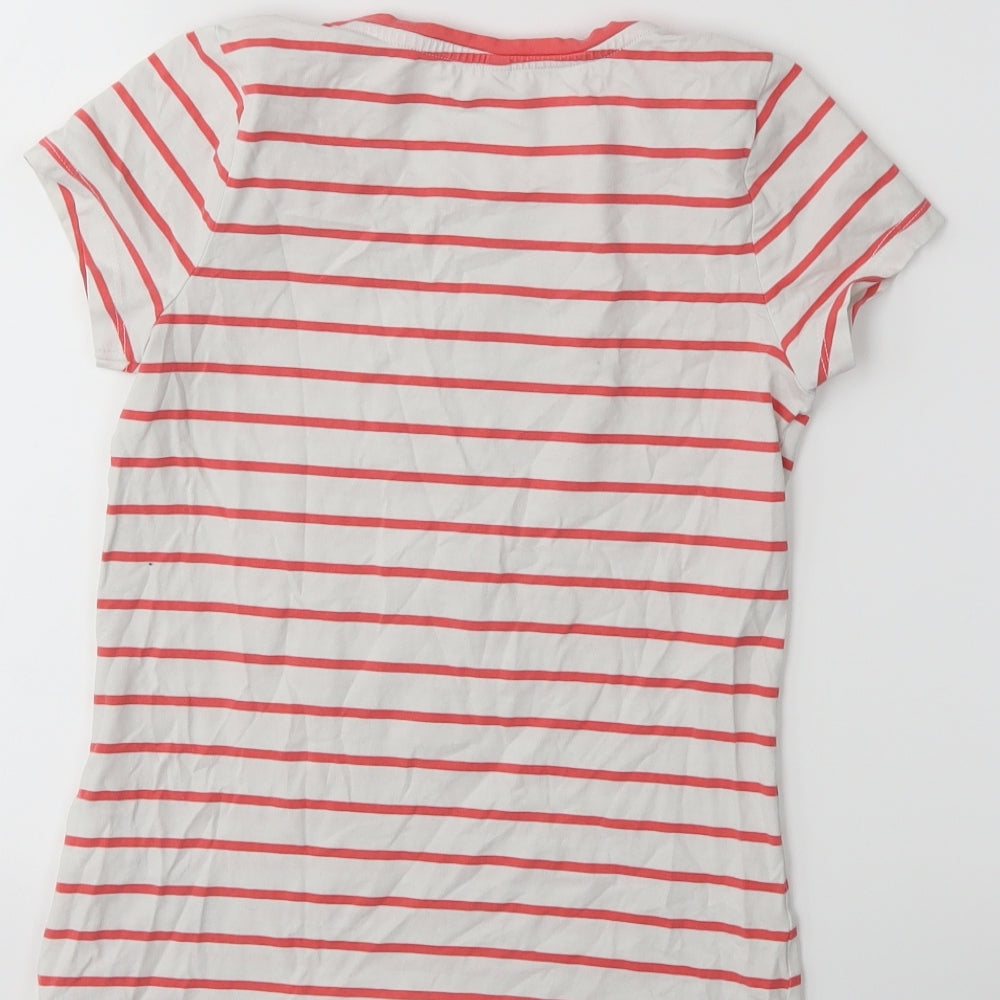 Preworn Girls White Striped  Basic T-Shirt Size 10 Years  - Dalmatian