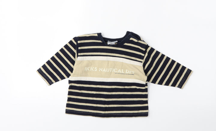 IKKS Baby Beige Striped Basic T-Shirt Size 12 Months