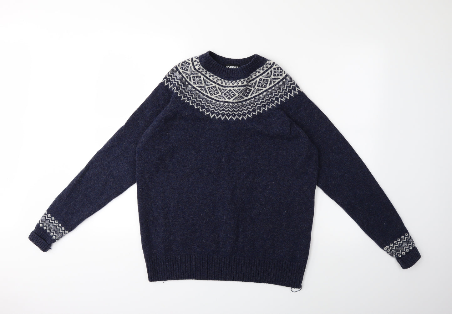 Goodsouls Mens Blue  Knit Pullover Jumper Size L