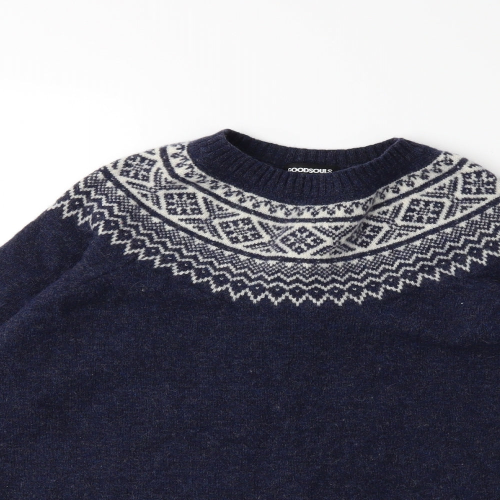 Goodsouls Mens Blue  Knit Pullover Jumper Size L