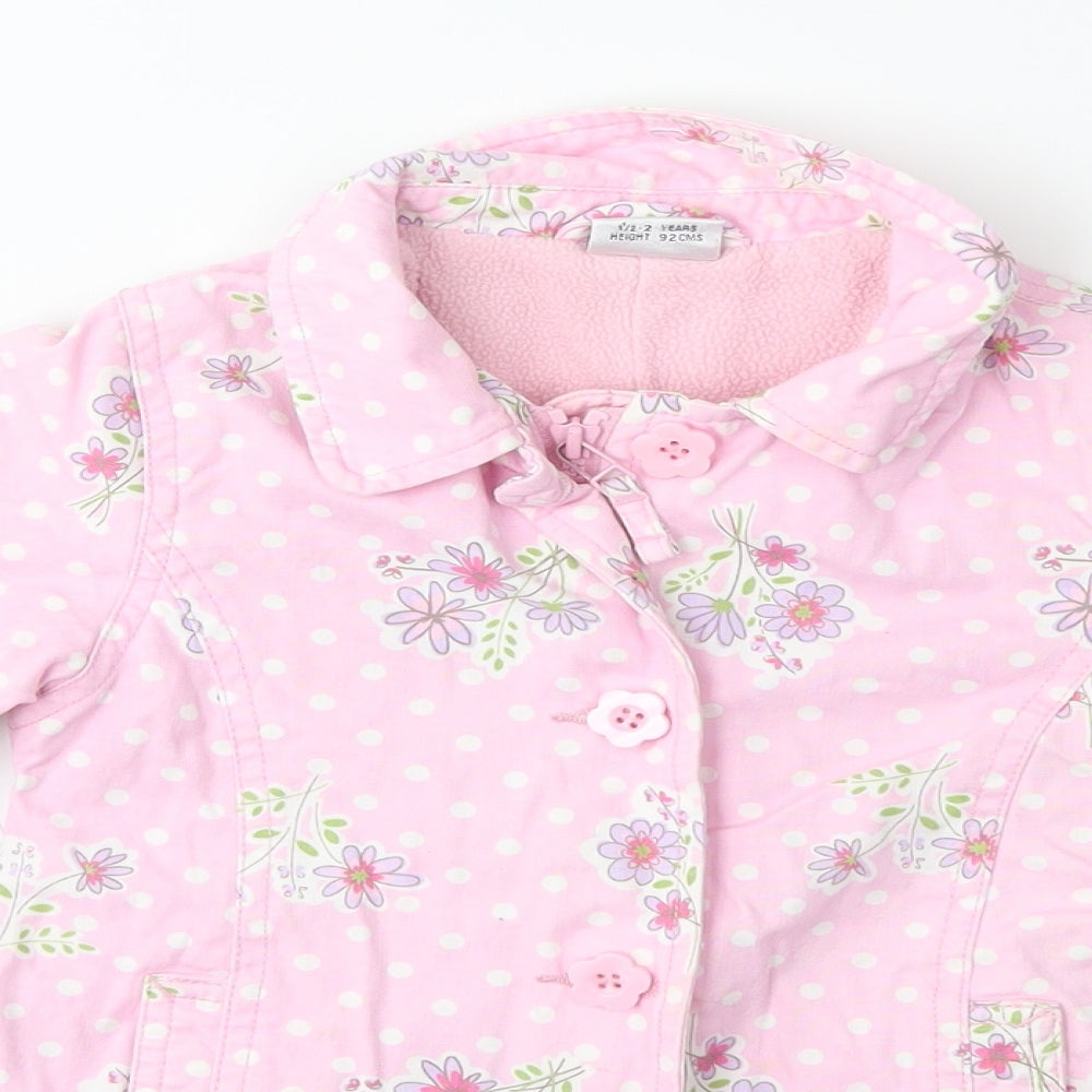 NEXT Baby Pink Floral  Overcoat Coat Size 12-18 Months