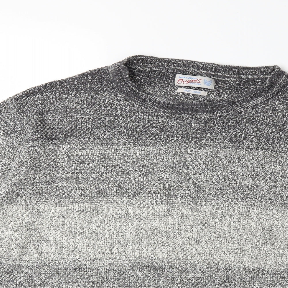 JACK & JONES Mens Grey  Knit Pullover Jumper Size L