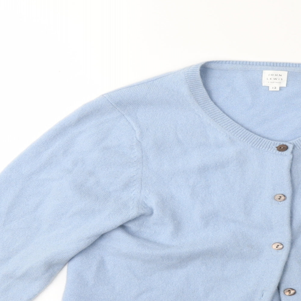 John Lewis Womens Blue  Knit Cardigan Jumper Size 12